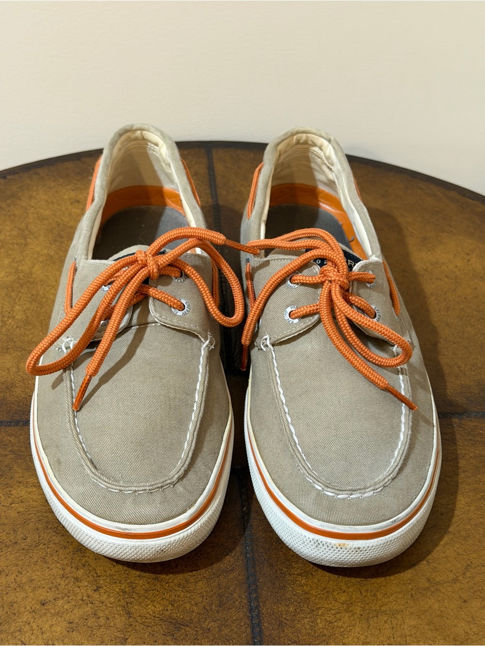 MEN’S SPERRY TOP SIDER SHOES SIZE 10.5 STYLE # 10771188 IN TAN WHITE ORANGE
